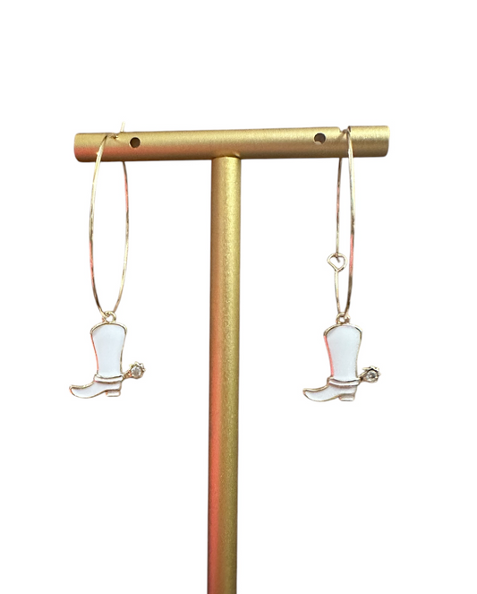 Rhinestone Cowgirl Boot Hoops