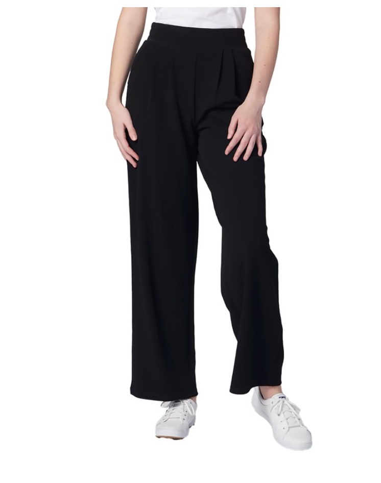 Wide Leg Knit Crepe Pull On Trouser Pant Black