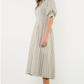Puff Sleeve Striped Button Maxi Dress