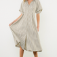 Puff Sleeve Striped Button Maxi Dress