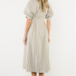 Puff Sleeve Striped Button Maxi Dress