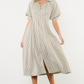 Puff Sleeve Striped Button Maxi Dress