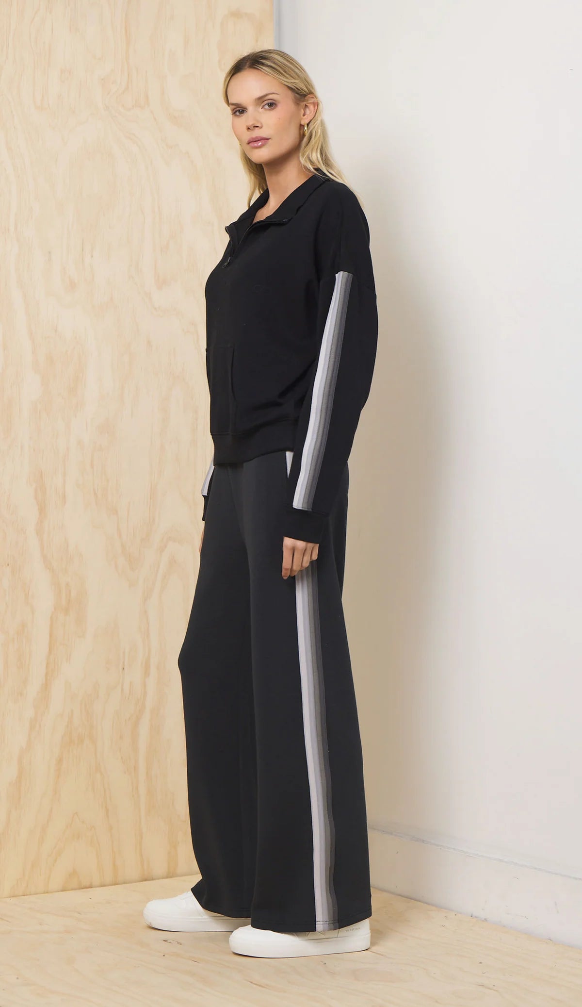 Striped Cloud Fleece Quarter Zip