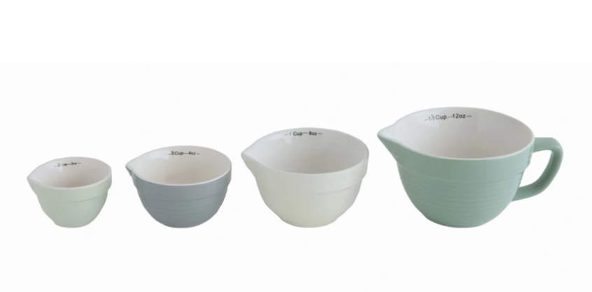 Stoneware Batter Bowl Measure Cups Set