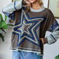 Washed Star Patchwork Long Sleeve Top