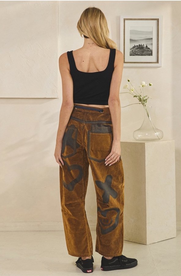 XO Vintage Suede Velvet tie Waist Pants