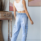 Washed Cargo Denim Pants