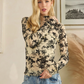 Long Sleeve Merrow Hem Flower Mesh Top