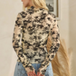 Long Sleeve Merrow Hem Flower Mesh Top