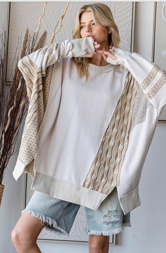 Side Slit Mixed Sweater