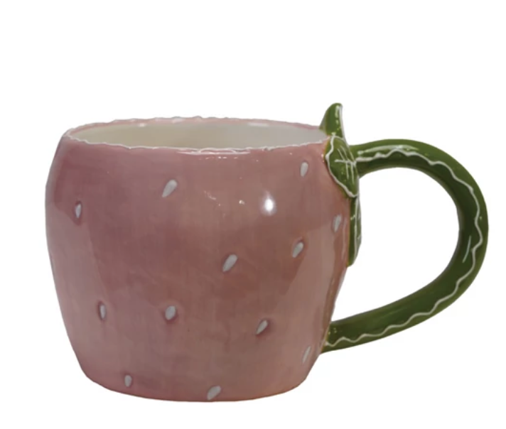 12 Oz Stoneware Strawberry Mug