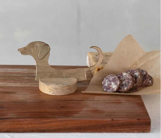 Metal Dog Cheese Knife w Stand