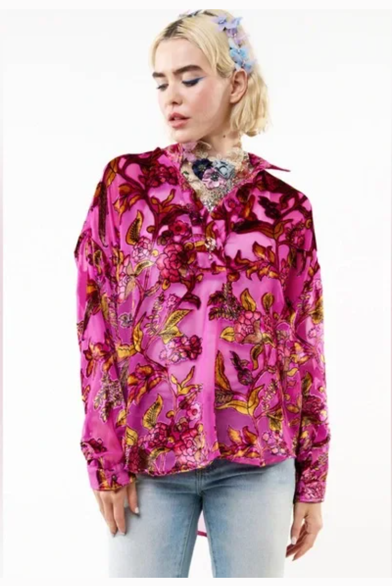 Aratta Holiday Jewels Blouse-Fuchsia