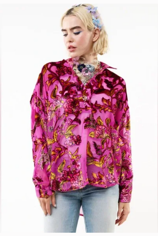 Aratta Holiday Jewels Blouse-Fuchsia
