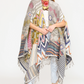 Aratta Snow White Poncho Hand Stitched Jaquard