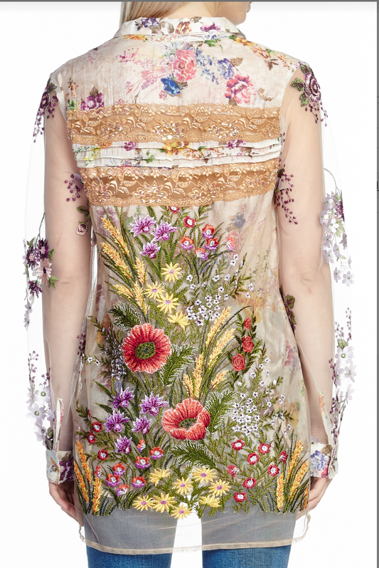 Aratta Empress Marie Louise Shirt-Dusty Pearl