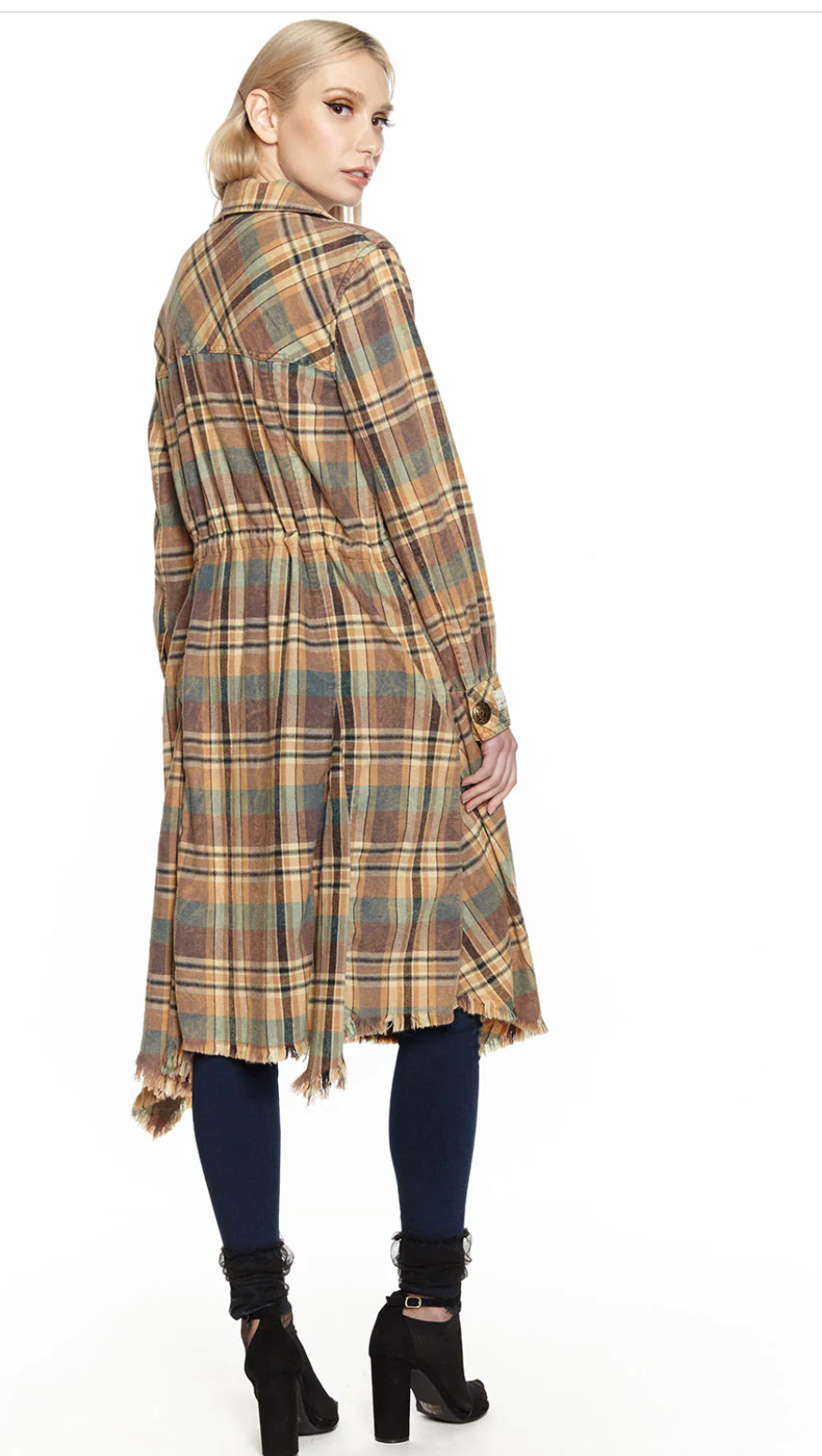 Aratta Ruffian Trench Coat Washed Army Plaid