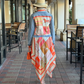 Silk Scarf Dress / Sage and Coral Horse