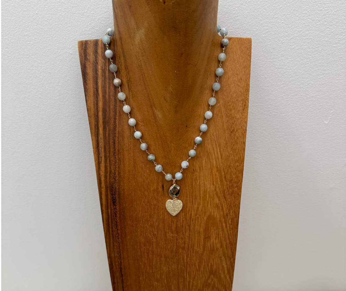 One of a Kind Aquamarine Heart Necklace