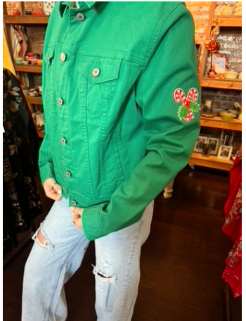 They're The Naughty Ones Green Denim Jacket