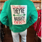 They're The Naughty Ones Green Denim Jacket