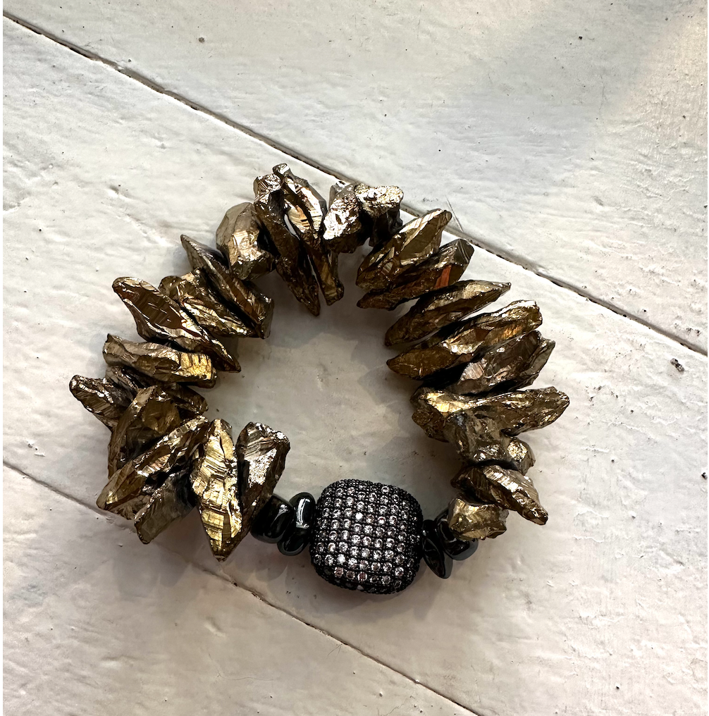 Gold Quartz CZ Connector