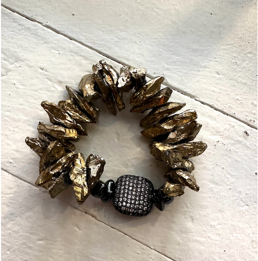 Gold Quartz CZ Connector