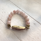 Pink Quartz W/ Peach Druzy Bar Bracelet