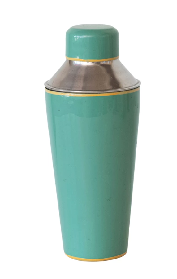 21 oz. Enameled Stainless Steel Cocktail Shaker w/ Colored Edge