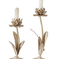 Gold Flower Metal Taper Holder Set of 2