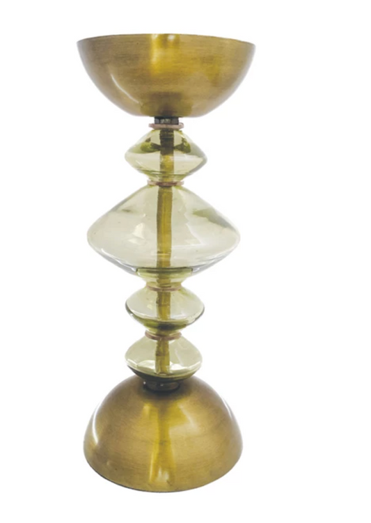 Recycled Glass & Metal Pillar Holder (Holds 3" Pillar)