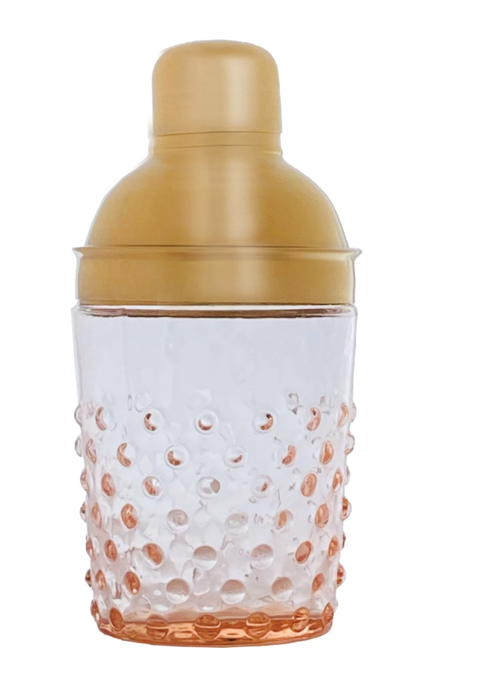 14 oz. Stainless Steel & Hand-Blown Glass Hobnail Cocktail Shaker