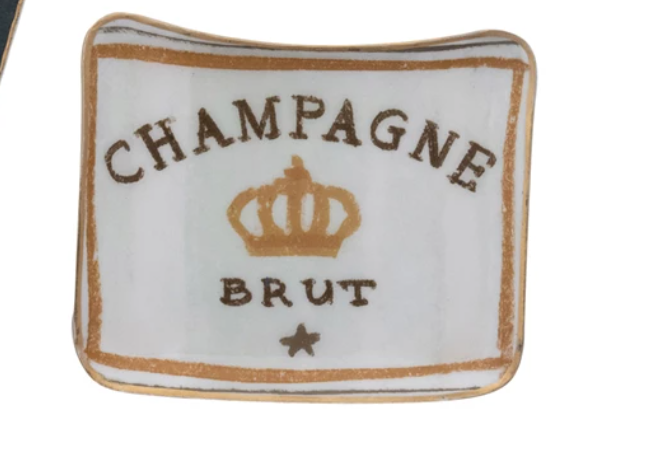 Enameled Metal Tray with Gold Edge, 3 Styles