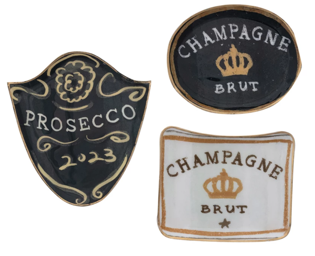 Enameled Metal Tray with Gold Edge, 3 Styles