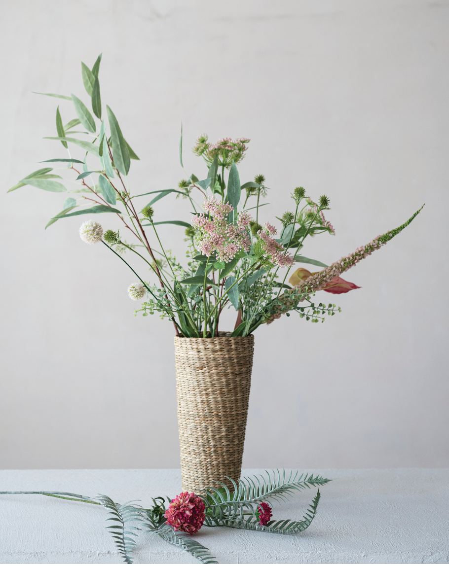 Avery Faux Flower Bouquet Wrapped in Paper & Tied with Cotton Bow (Contains 8 Pieces)