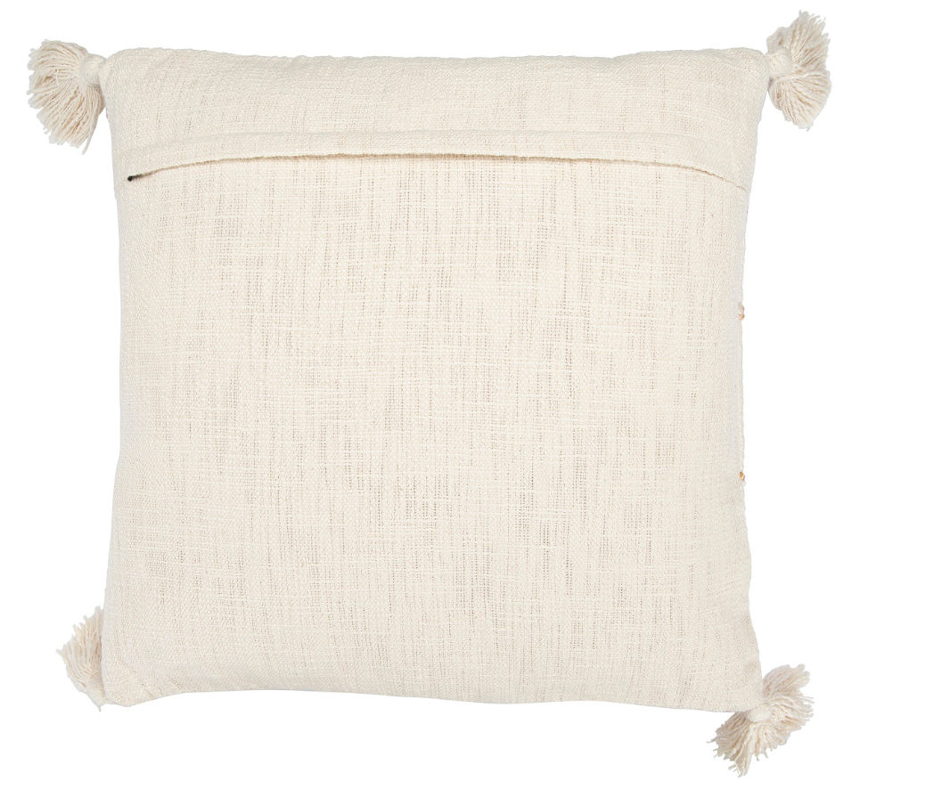 20" Cotton Embroidered Pillow w/ Tassels