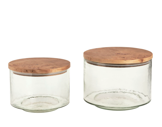 Burl Wood Lidded Canisters