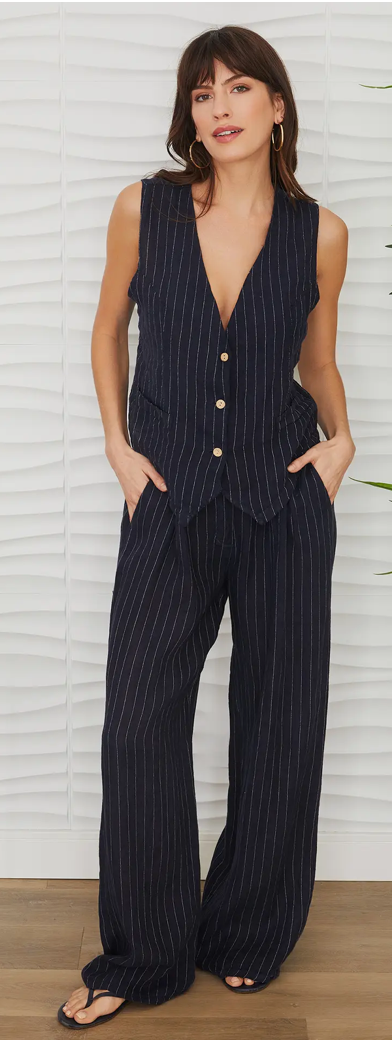 Pinstripe Linen Vest