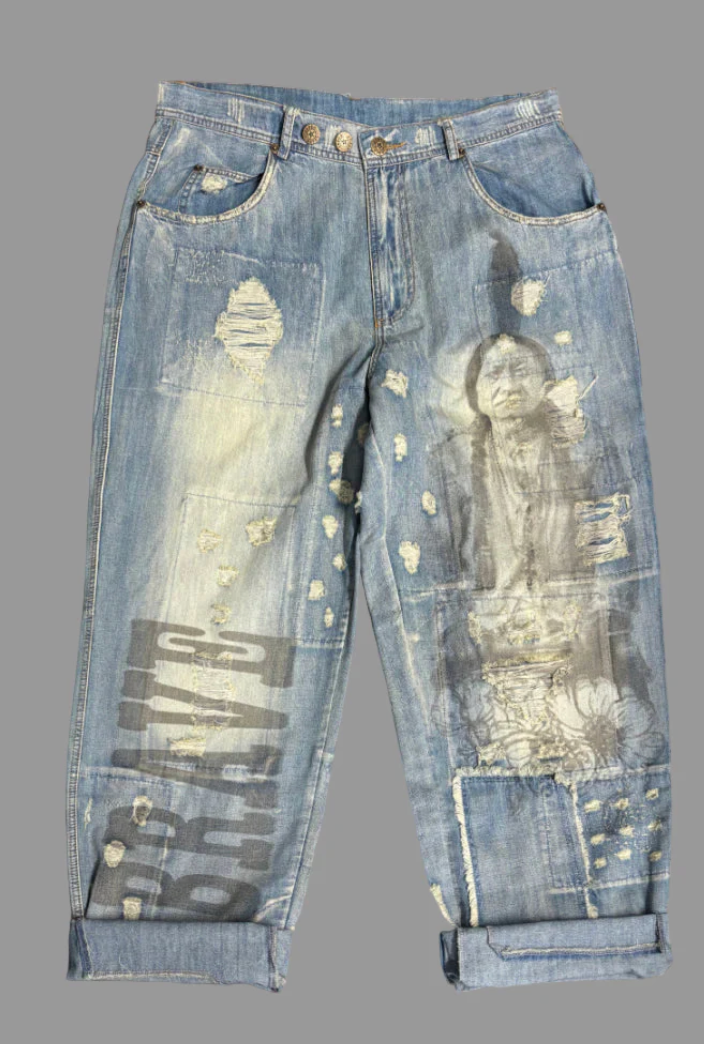 Peace and Love Jeans Native American Chief