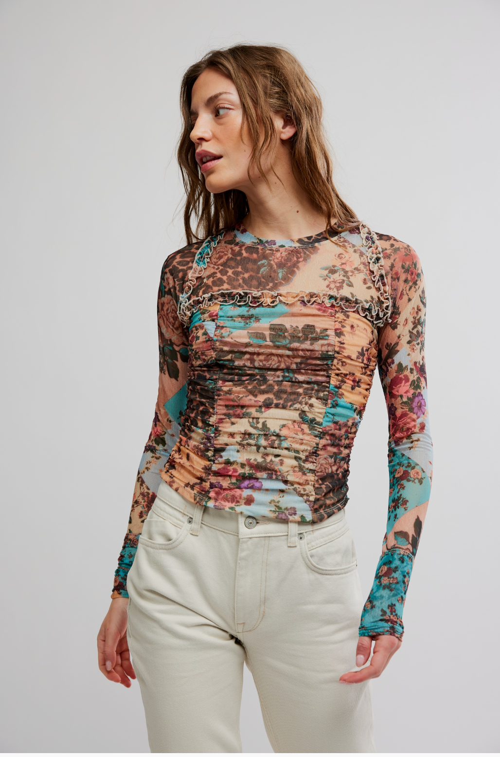 Free People Ariana Long Sleeve Ruched Top