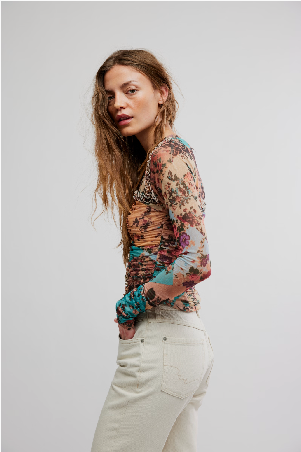 Free People Ariana Long Sleeve Ruched Top