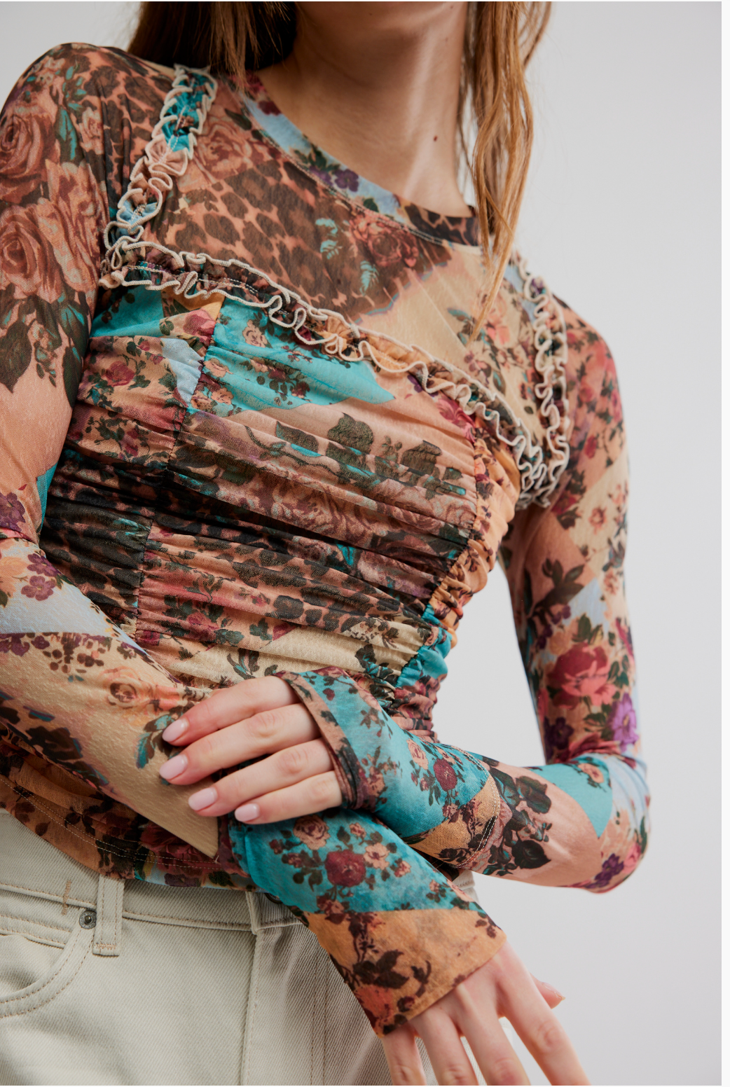 Free People Ariana Long Sleeve Ruched Top