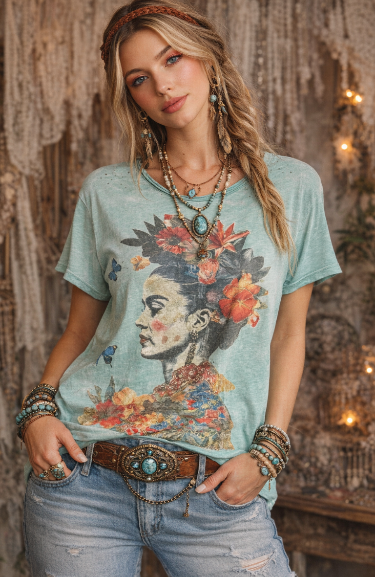 Jaded Gypsy Moon Dance Tee – Floral Dreams