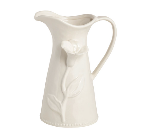 White Flower Pitcher