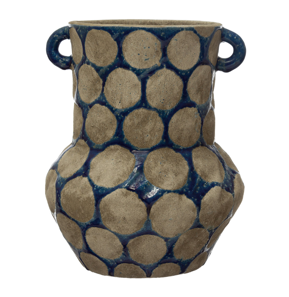 Terra Cotta Vase With Wax Relief Dots and Handles