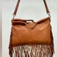 Milio Milano Fringed Leather Bag Cognac