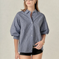 Striped Balloon Sleeve Shirt