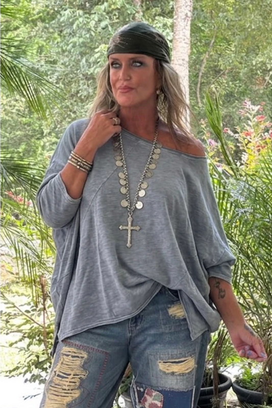 Be Free Top -Vintage Denim