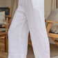 Linen Fringed Hem Wide Leg Pants