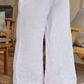 Linen Fringed Hem Wide Leg Pants